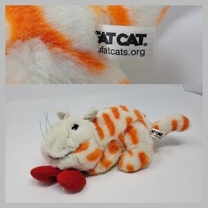 Fat Cat Plush White Orange Tabby Stuffed Kitty Animal 10" Toy T31